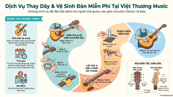 Chương Trình Thay Dây & Vệ Sinh Đàn Guitar Miễn Phí