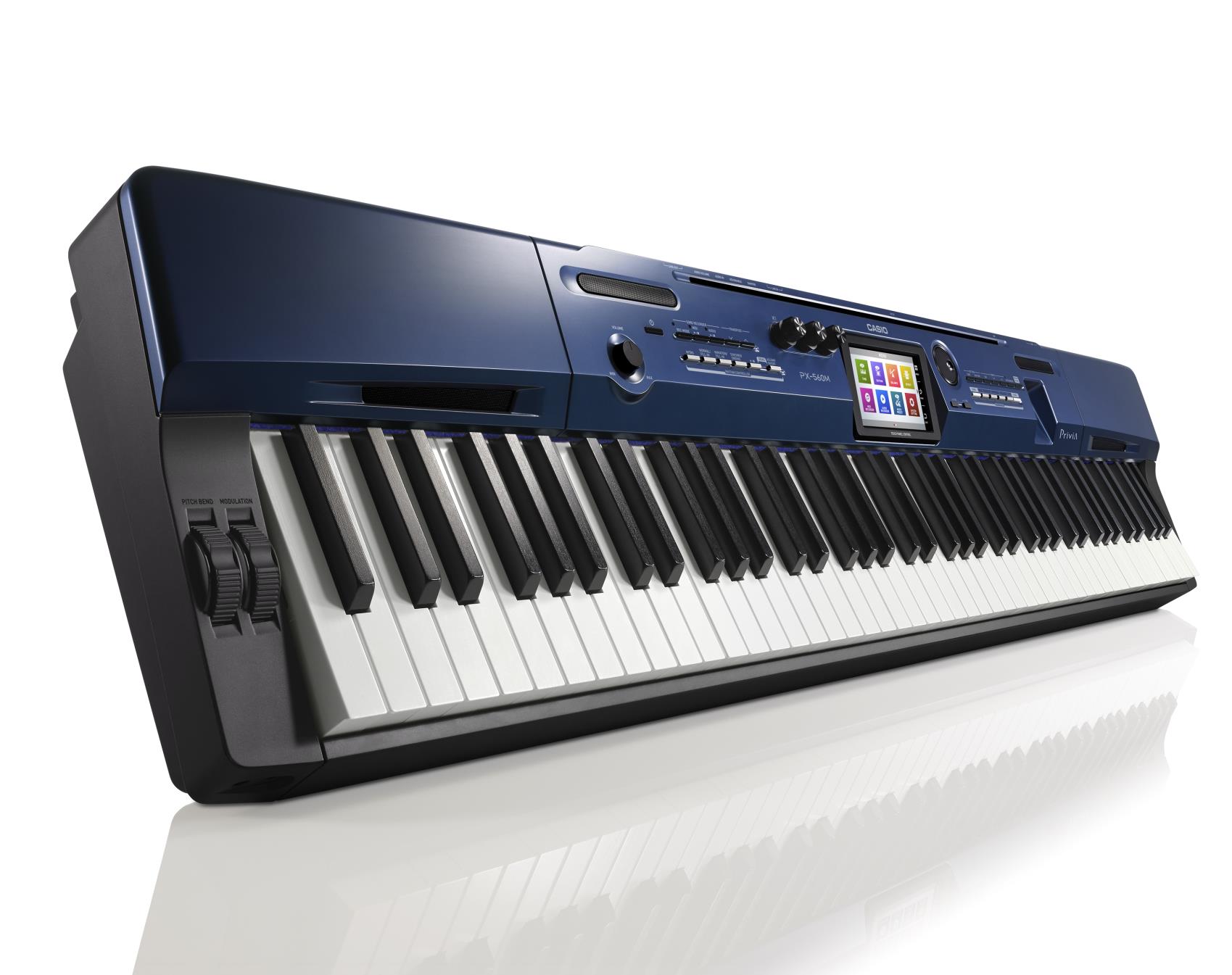 Đàn Piano Casio PX-560M mô phỏng một cách tự nhiên sức biểu cảm phong phú và sự cộng hưởng chưa từng có của một cây acoustic piano.