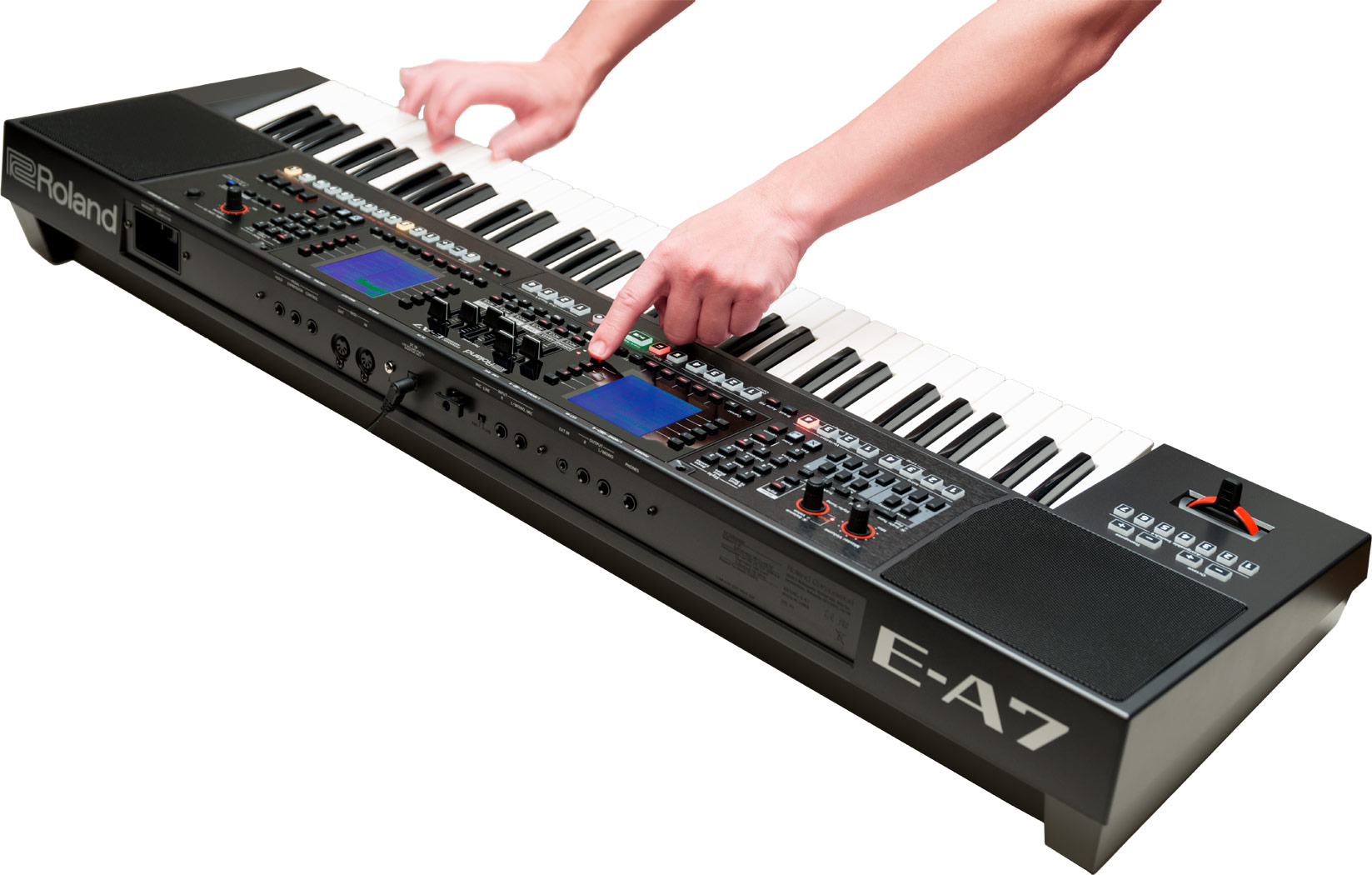 Đàn Organ Roland E-A7 là dòng mới nhất với 2 màn hình LCD, 156 nút chuyên dụng, 1.500 âm sắc, 600 điệu đệm và chỉ nặng 7,9kg, bộ nhớ 128 Mb lưu trữ tới 512 Sample