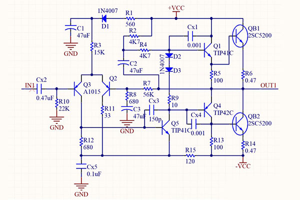 Sơ đồ mạch công suất amply 4 sò